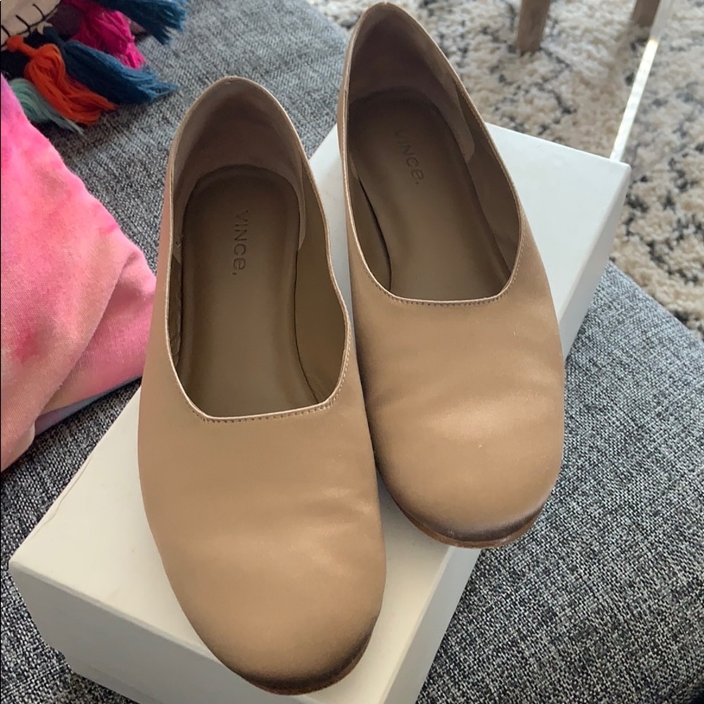 Vince satin Maxwell flats in Fawn 37.5